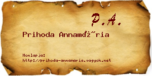 Prihoda Annamária névjegykártya
